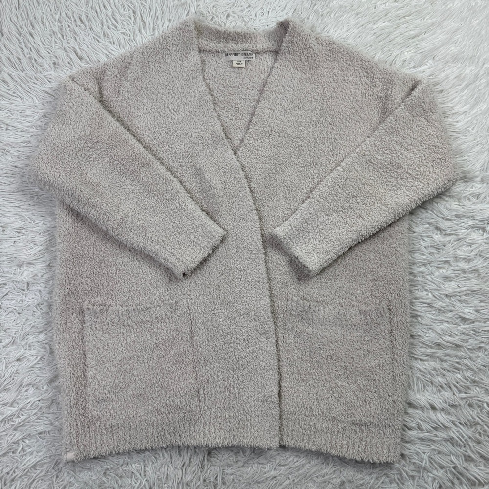 Barefoot Dreams Sweater Womens S/M Ivory CozyChic Ultra Lite Open Front Cardigan
